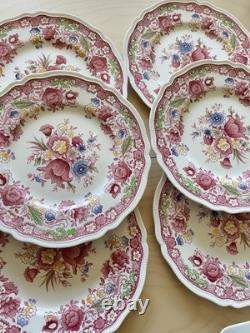 6 Set Dorchester Johnson Brothers 10'' Dinner Plates England Vintage Pink Floral
