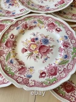 6 Set Dorchester Johnson Brothers 10'' Dinner Plates England Vintage Pink Floral