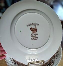 6 Vintage Johnson Brothers BARNYARD KING Turkey Dinner Plates England Farmhouse