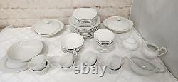 63 Set Johnson Bros Regency White Dishes, Bowls, Platter, Cup, Saucers, Serving