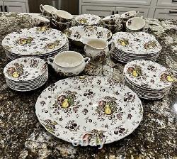 64pc AUTUMNS DELIGHT JOHNSON BROS Complete Service For 8 Dinner Plates Bowls +++