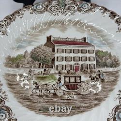 7- Johnson Bros Heritage Hall Brown Multicolor 10 Dinner Plate, England