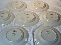 7 Johnson Bros Old Britain Castles Pink Christmas Dinner Plates Green Tree 10.5