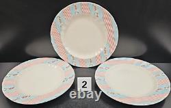 7 Johnson Brothers Farmhouse Chic Silky Stripe Dinner Plates Rooster Lo