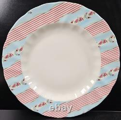 7 Johnson Brothers Farmhouse Chic Silky Stripe Dinner Plates Rooster Lo