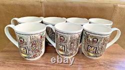 7 VTG Johnson Bros Friendly Village Christmas Mugs 3 7/8 H 9 oz England