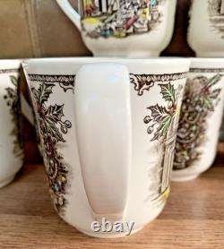 7 VTG Johnson Bros Friendly Village Christmas Mugs 3 7/8 H 9 oz England