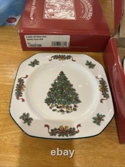8 Johnson Bros. Victorian Christmas Square Salad Plates (NIB)