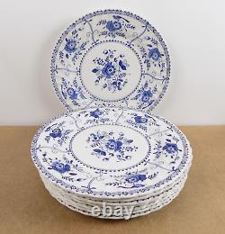 8 Johnson Brothers Indies Dinner Plates 9.75 Across England Blue Flowers