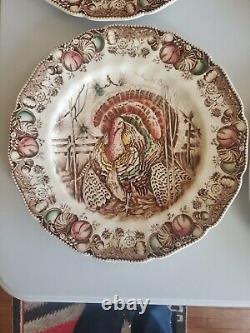 8 Vintage Johnson Bros. England His Majesty Turkey 10 3/4 Dinner Plates