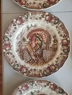 8 Vintage Johnson Bros. England His Majesty Turkey 10 3/4 Dinner Plates