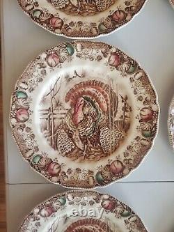 8 Vintage Johnson Bros. England His Majesty Turkey 10 3/4 Dinner Plates