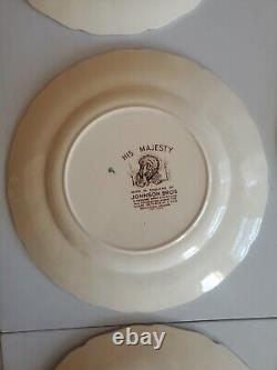 8 Vintage Johnson Bros. England His Majesty Turkey 10 3/4 Dinner Plates