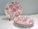 8 Vintage Johnson Brothers Red English Chippendale Dinner Plates