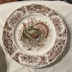 (8) Vtg Johnson Bros WILD TURKEY Native American Windsor Ware Dinner Plates