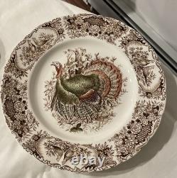 (8) Vtg Johnson Bros WILD TURKEY Native American Windsor Ware Dinner Plates