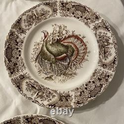 (8) Vtg Johnson Bros WILD TURKEY Native American Windsor Ware Dinner Plates