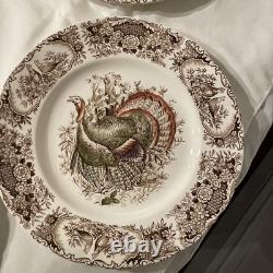 (8) Vtg Johnson Bros WILD TURKEY Native American Windsor Ware Dinner Plates
