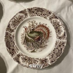 (8) Vtg Johnson Bros WILD TURKEY Native American Windsor Ware Dinner Plates