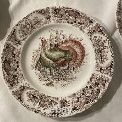 (8) Vtg Johnson Bros WILD TURKEY Native American Windsor Ware Dinner Plates