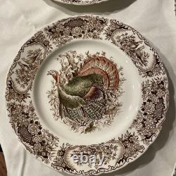 (8) Vtg Johnson Bros WILD TURKEY Native American Windsor Ware Dinner Plates