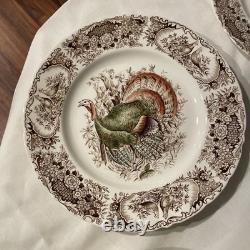 (8) Vtg Johnson Bros WILD TURKEY Native American Windsor Ware Dinner Plates