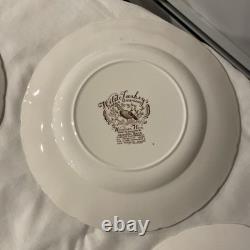 (8) Vtg Johnson Bros WILD TURKEY Native American Windsor Ware Dinner Plates