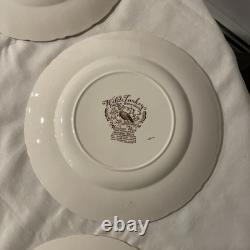 (8) Vtg Johnson Bros WILD TURKEY Native American Windsor Ware Dinner Plates