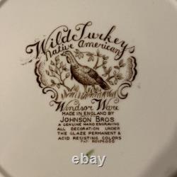 (8) Vtg Johnson Bros WILD TURKEY Native American Windsor Ware Dinner Plates