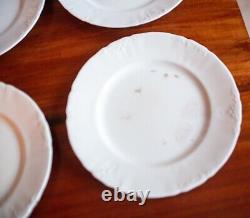 9 Antique Ironstone Dinner Plate Set Johnson Brothers England Embossed Scroll