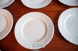 9 Antique Ironstone Dinner Plate Set Johnson Brothers England Embossed Scroll