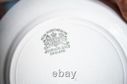 9 Antique Ironstone Dinner Plate Set Johnson Brothers England Embossed Scroll