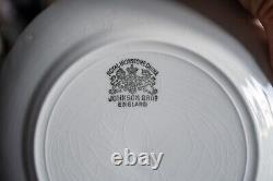 9 Antique Ironstone Dinner Plate Set Johnson Brothers England Embossed Scroll