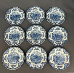 9 Johnson Brothers OLD BRITAIN CASTLES BLUE 6 1/4 Bread Plates England MINT