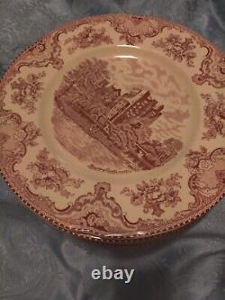 9 Johnson Brothers Pink Old Britain Castles 10 Dinner Plates