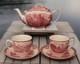 9 Pc Tea Pot Set Johnson Bros Old Britain Castles 4 Cups 4 Saucers England Euc