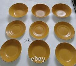 9 pc Johnson Bros England Goldenrod Mustard Yellow Inside White Out Bowls Plates