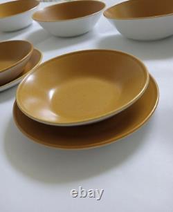 9 pc Johnson Bros England Goldenrod Mustard Yellow Inside White Out Bowls Plates