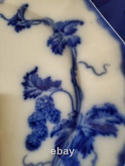 ANTIQUE 5pc FLOW BLUE CIR 1900 JOHNSON BROS ENG KENWORTH PTRN DINNER PLATES