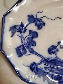 ANTIQUE FLOW BLUE CIR 1900 12.5in JOHNSON BROS ENG KENWORTH PTRN OVAL PLATTER