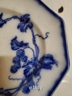 ANTIQUE FLOW BLUE CIR 1900 12.5in JOHNSON BROS ENG KENWORTH PTRN OVAL PLATTER