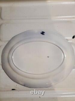 ANTIQUE FLOW BLUE CIR 1900 12.5in JOHNSON BROS ENG KENWORTH PTRN OVAL PLATTER