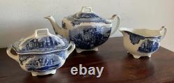 Amazing vintage Johnson Brothers Old Britain Castles Blue 3-piece tea set