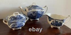 Amazing vintage Johnson Brothers Old Britain Castles Blue 3-piece tea set