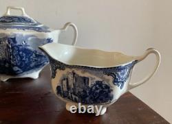 Amazing vintage Johnson Brothers Old Britain Castles Blue 3-piece tea set