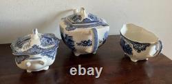 Amazing vintage Johnson Brothers Old Britain Castles Blue 3-piece tea set