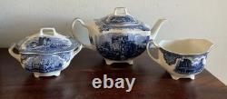 Amazing vintage Johnson Brothers Old Britain Castles Blue 3-piece tea set