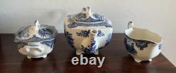 Amazing vintage Johnson Brothers Old Britain Castles Blue 3-piece tea set