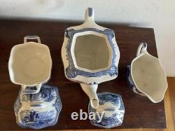 Amazing vintage Johnson Brothers Old Britain Castles Blue 3-piece tea set