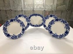 Andorra Flow Blue by Johnson Bros. 5pcs of Circa 1901 Vintage Dinnerware